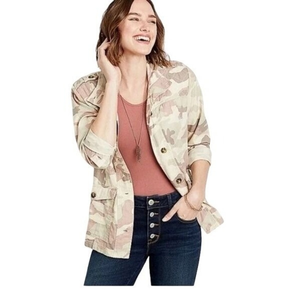 Maurices Camo Military Jacket Utility Button Down Lightweight officecore XS